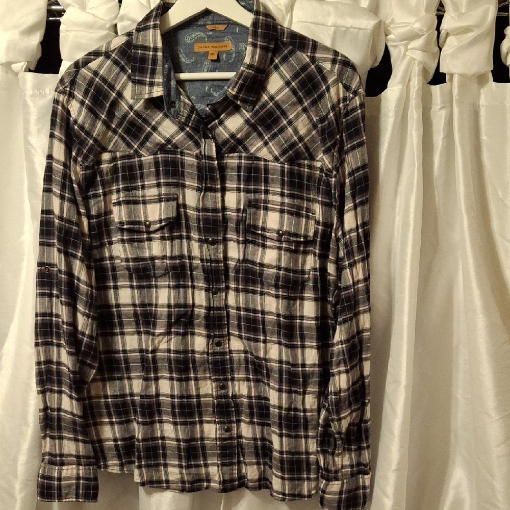 Jachs Blue Paisley Shirt Snap Down 2XL